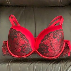 Cacique Red and Black Lace Bra